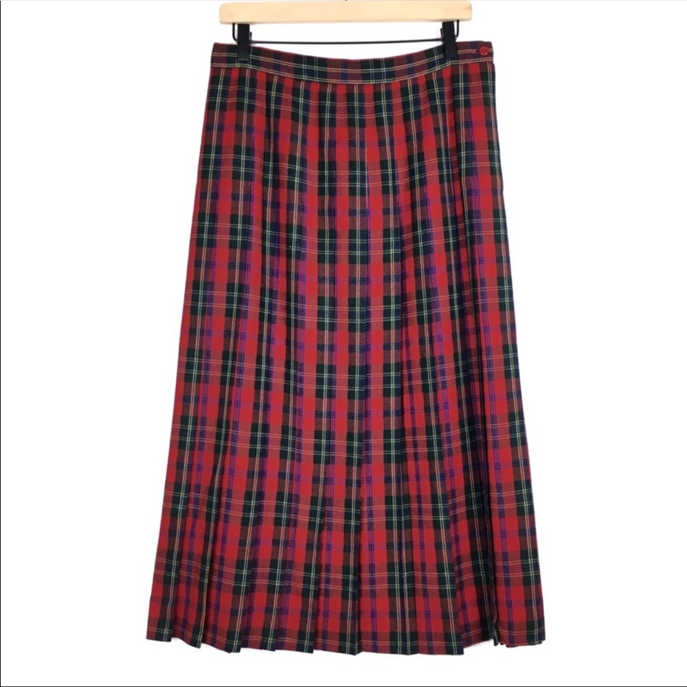 TALBOTS Skirt Plaid Pleats Wool Schoolgirl Size 14